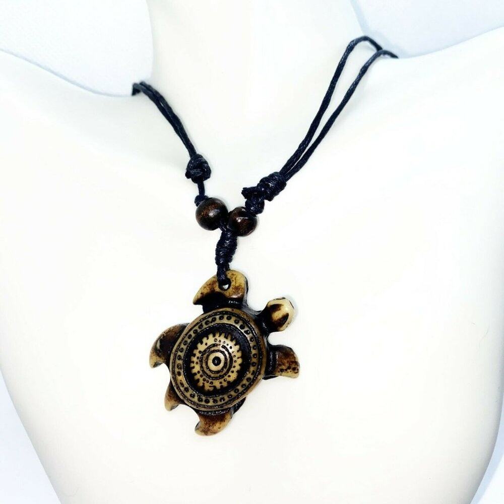 Boho Sea Turtle Leather Cord Necklace